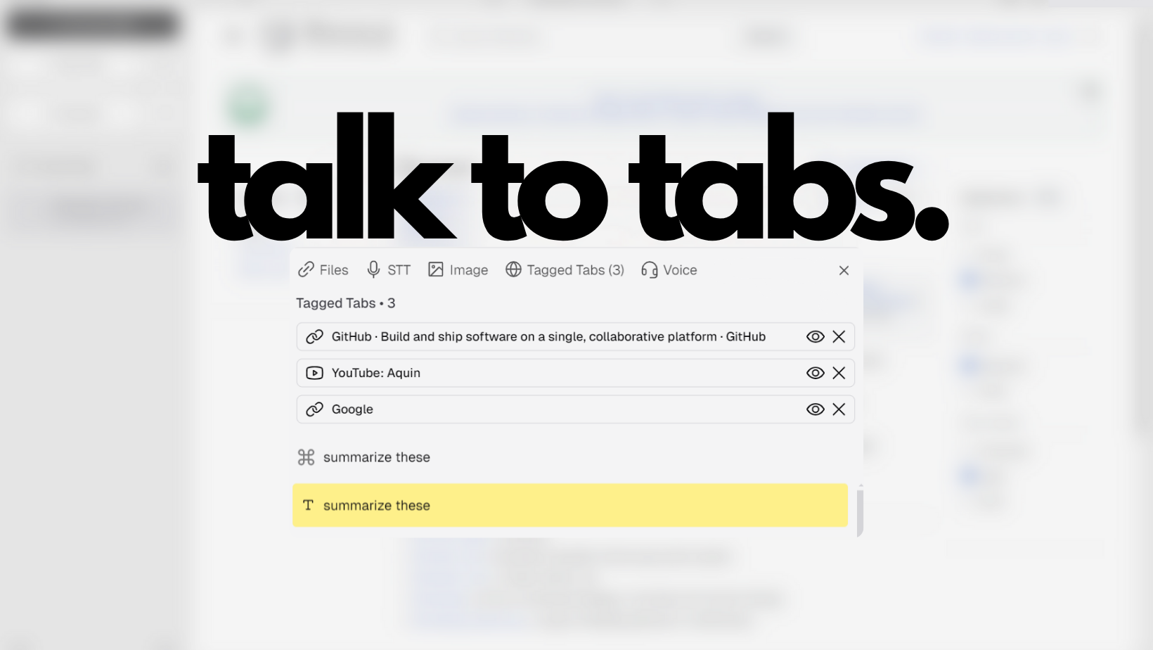 Talk to Tabs Interface