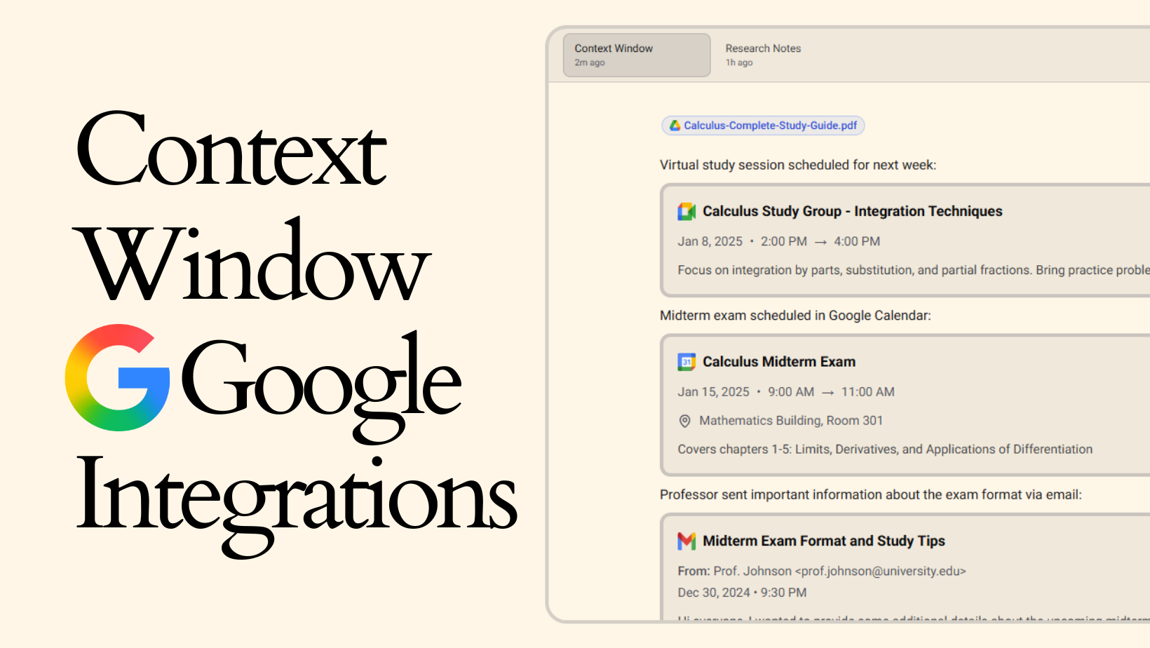 Context Windows Google Integrations